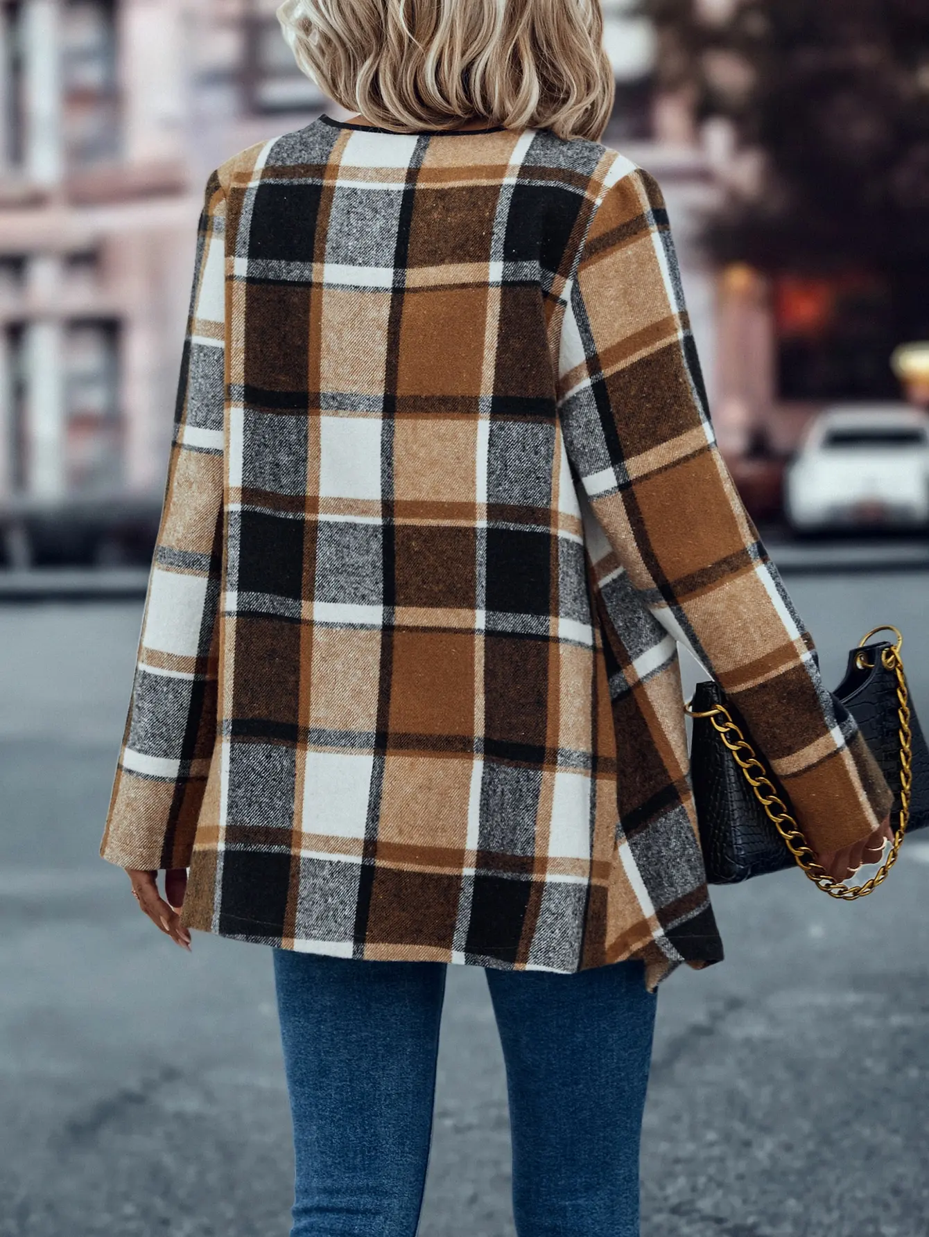 Cross border European and American women\'s fashionable and elegant plaid jackets