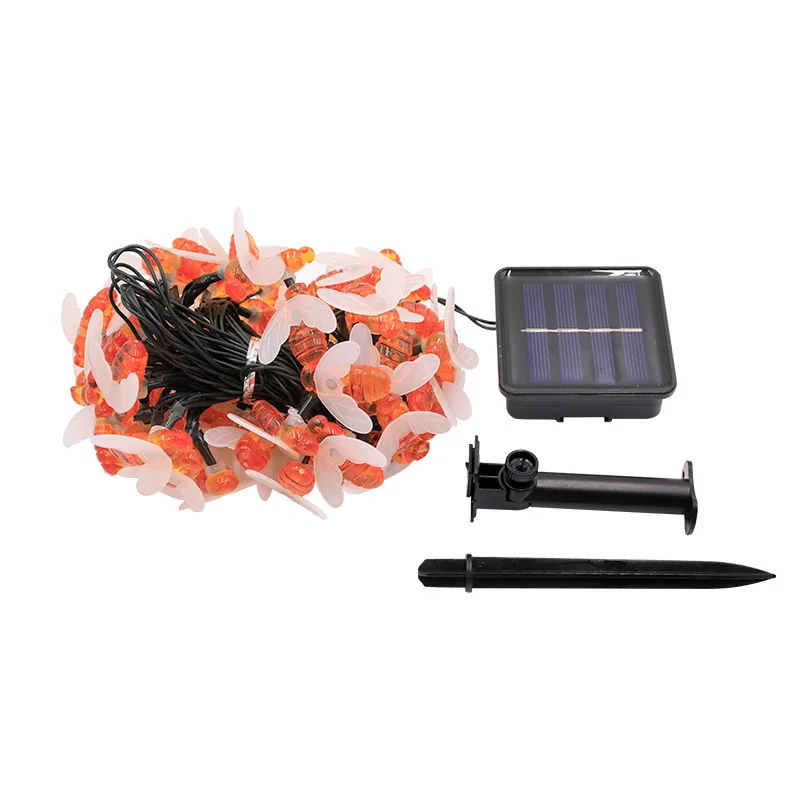 New Solar String Light 100 LED Cute Bee Outdoor Wedding Garden Patio Party Christmas Tree Honeybee Starry Fairy Decor Lamp