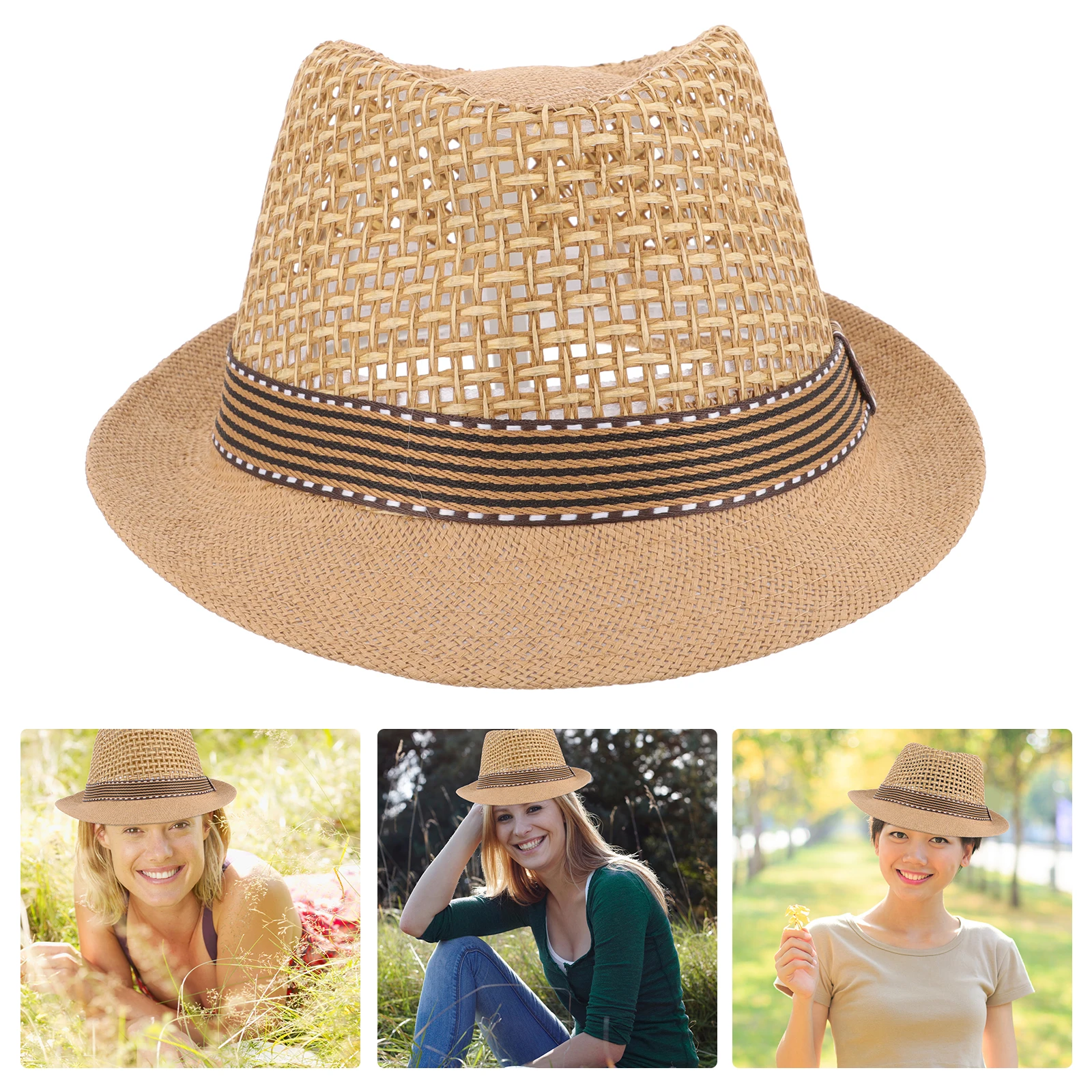 

Breathable Straw Hat Short Brim Lightweight Mesh Cap for Men Women Beach Outfits Summer Vacation Travel Accessories