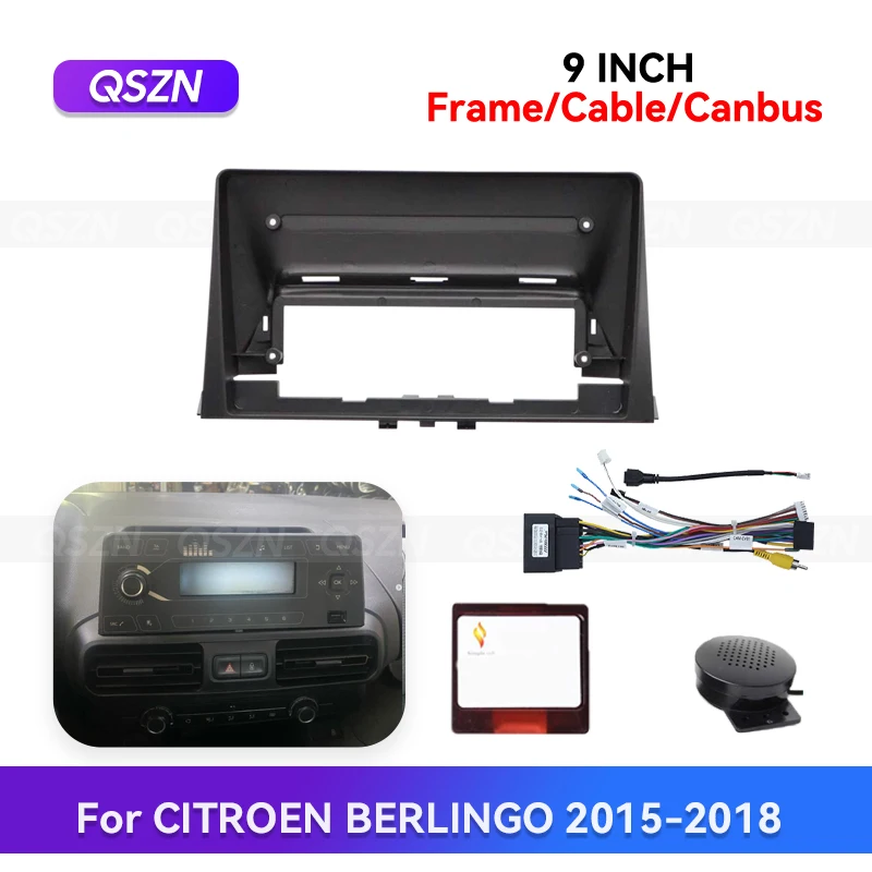 

QSZN 9 inch For CITROEN BERLINGO 2015-2018 Android Car Radio Fascia Stereo Frame GPS Multimedia Wiring Harness Canbus kit