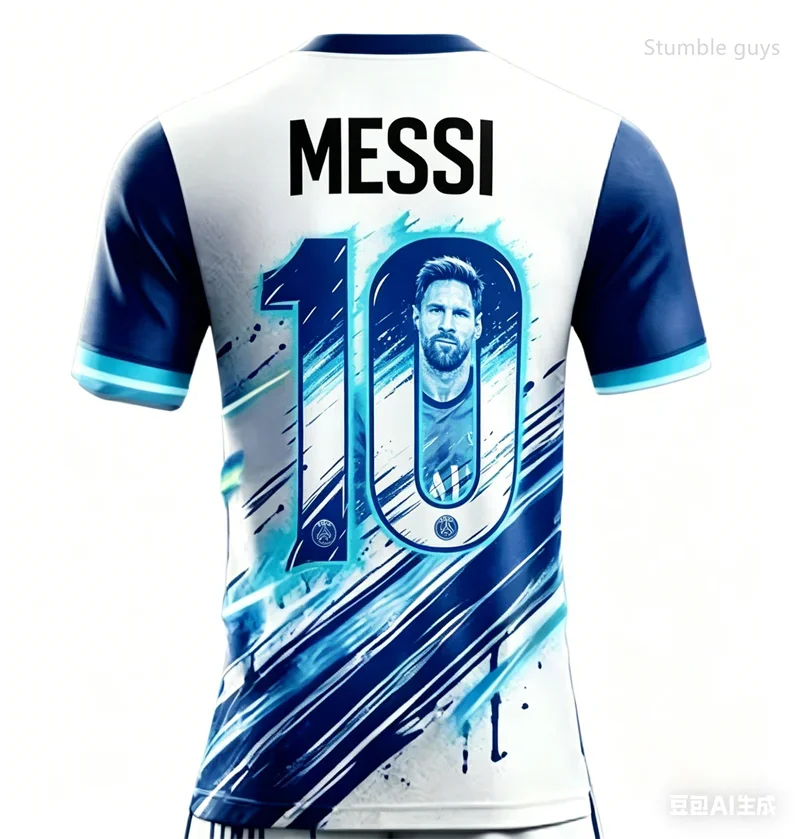 

Mens Summer Messi 10 Football Short Sleeve Jersey T-shirt Fashion Sportswear Streetwear Daily Tops Kids Clothes