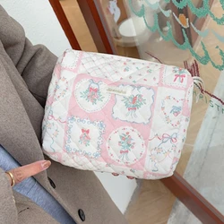 Custodia per trucco da donna con stampa di cartoni animati carini borsa per cosmetici da viaggio da donna di grande capacità borsa per pochette portatile per ragazze femminili