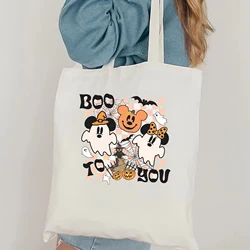 Vintage Disney Halloween 2024 tote bag Disney Halloween fun canvas bag Mickey and Friends Halloween candy storage bag Halloween