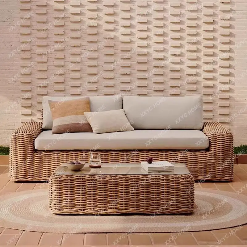Outdoor sofa courtyard garden balcony leisure area sofa rattan furniture