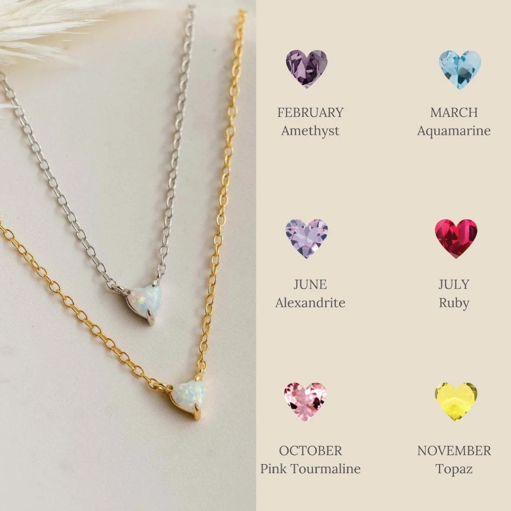 القلائد للنساء ins نمط ديسمبر الميلاد حجر قلادة الحب شهر حجر مجوهرات من صلب لا يصدأ #1