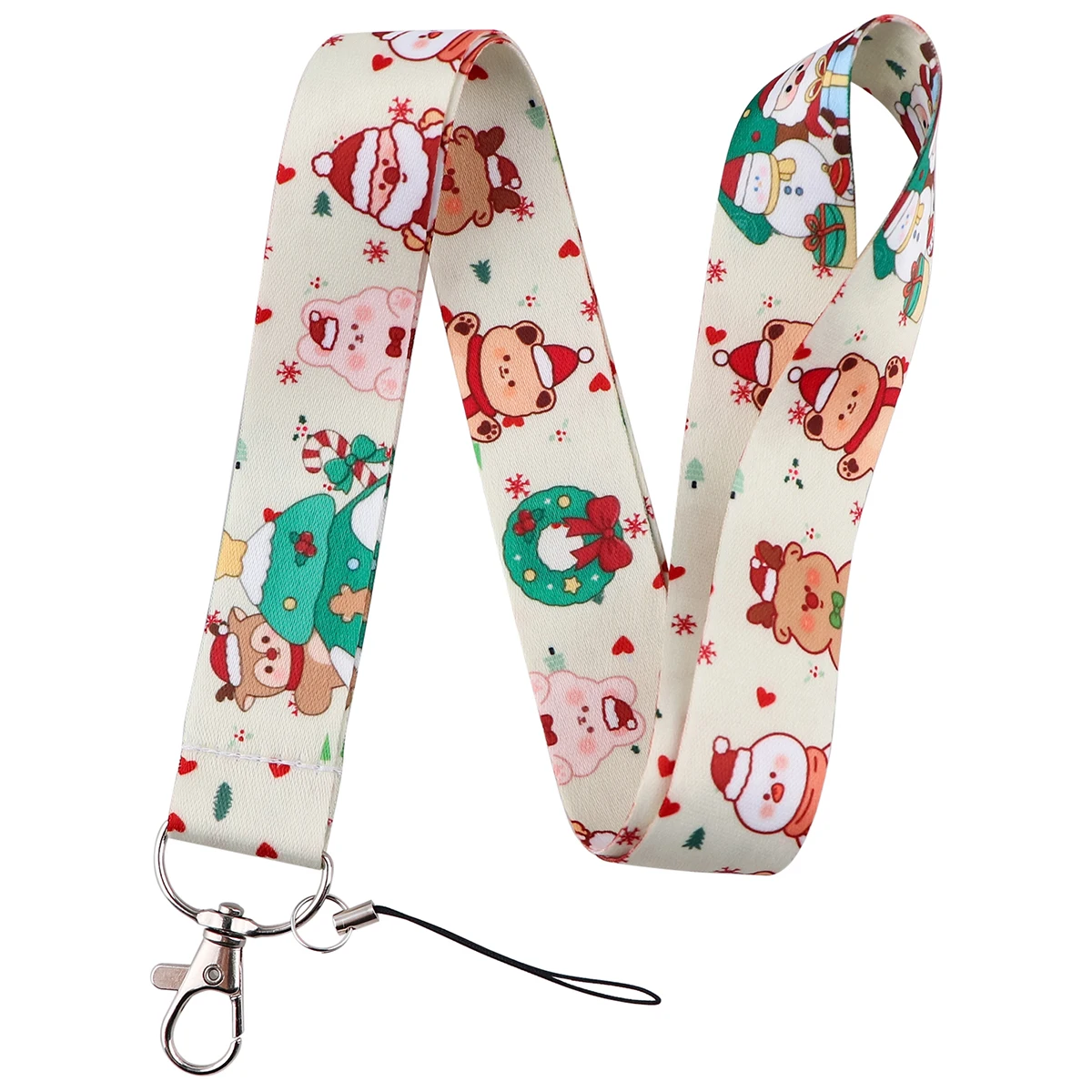 Christmas Santa Claus Snowman Card Holder Lanyard for Keys Neck Strap for ID Card USB Badge Holder Keyring Christmas Gift