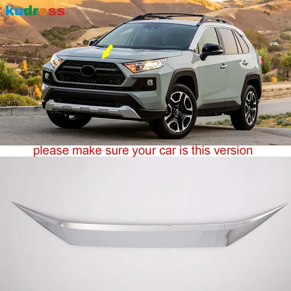 Front Hood Engine Cover Trim For Toyota RAV4 RAV 4 Adventure 2019-2022 2023 2024 Chrome Car Front Grille Grill Strip Accessories