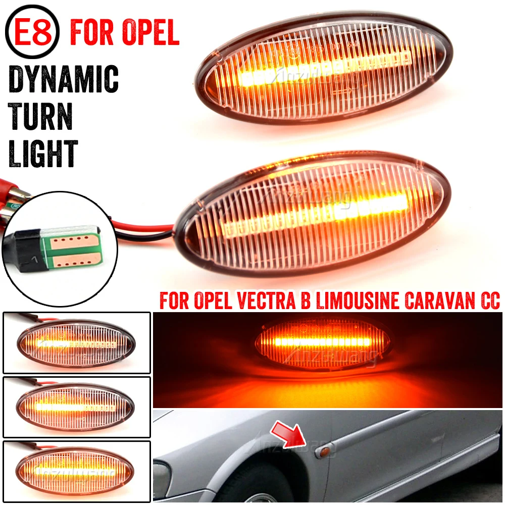 2PCS Smoke Lens Dynamic Flowing LED Side Marker Signal Light ​For Opel Vectra / Vauxhall B 1995-2002 Sequential Blinker Lamp