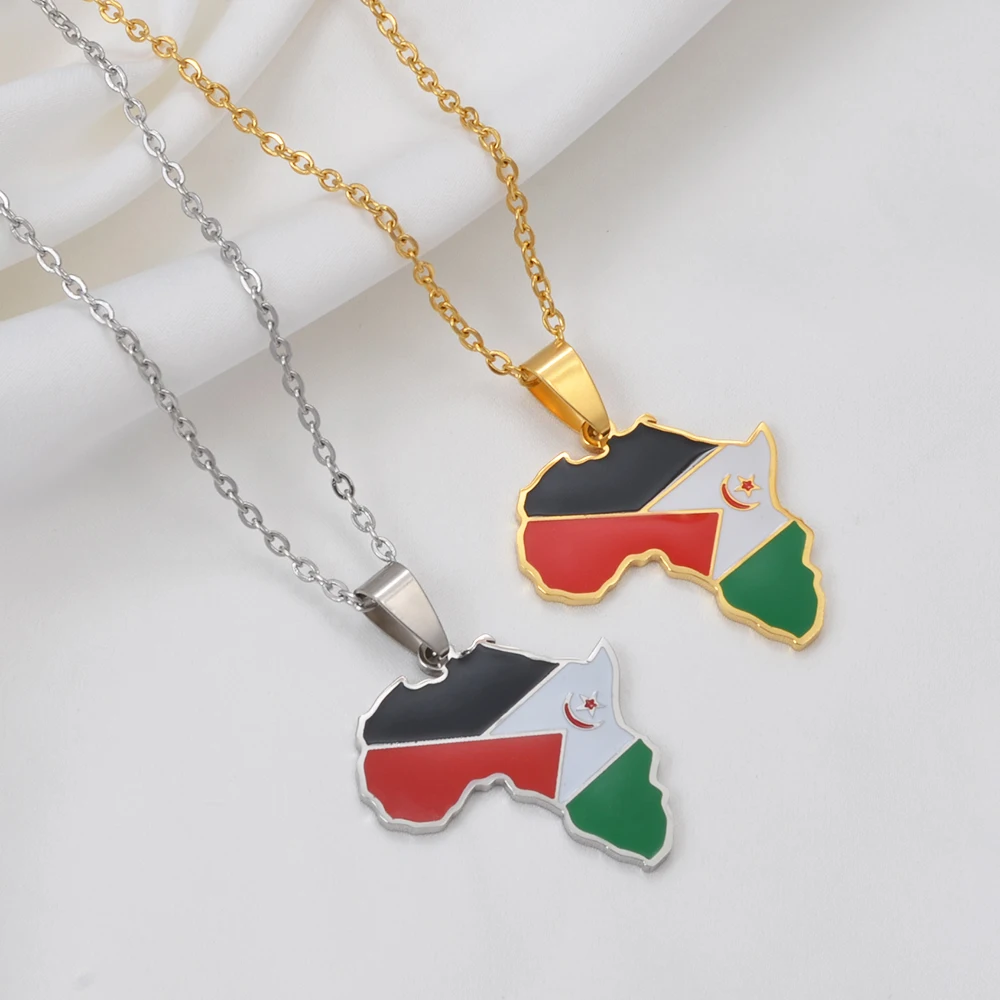 Anniyo 3CM Western Sahara Pendant Necklaces for Women Girls Jewelry charms Map @350121