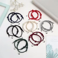 2PCS/lot Couple Bracelet Mountain Sea Love Promise White Black Red Weave Rope Magnetic Bracelet For Women&Men Heartbeat Jewelry