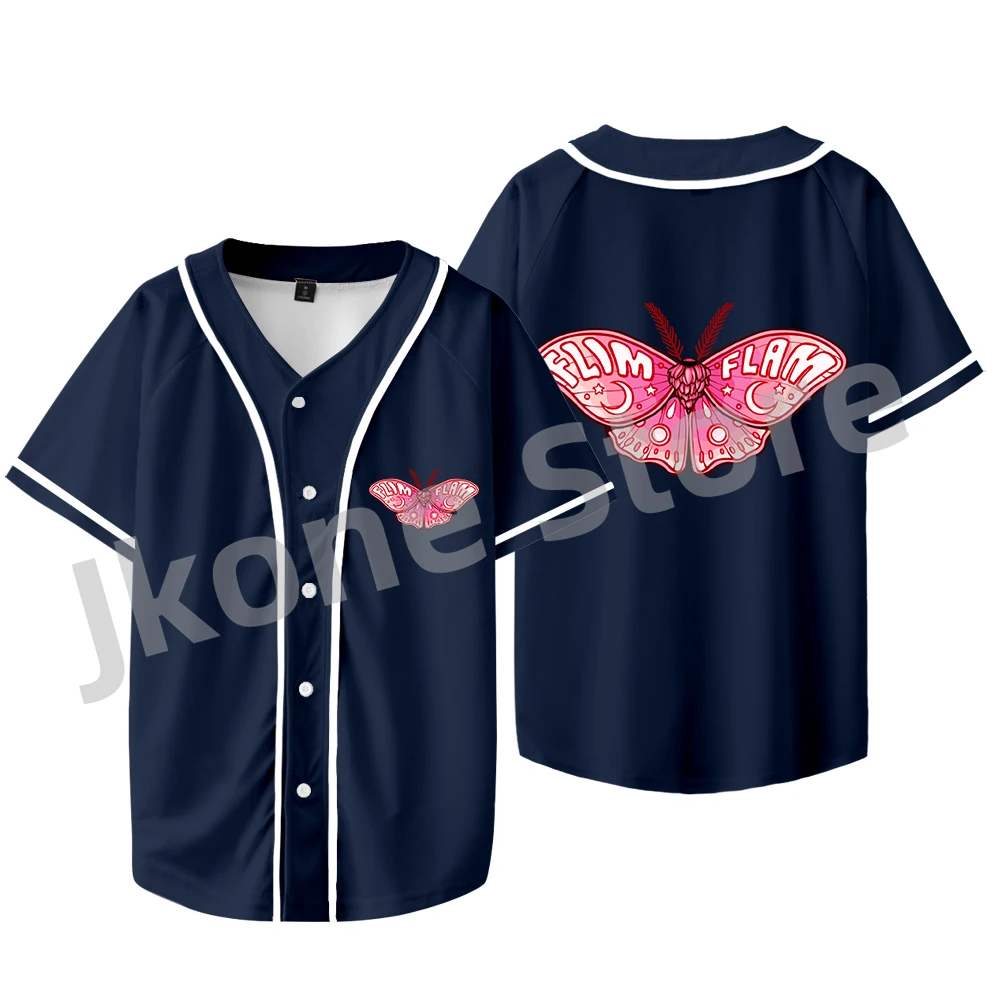 Flim Flam Flamingo Motte Merch Jacke Sommer Frauen/Männer Mode lässig Baseball T-Shirts