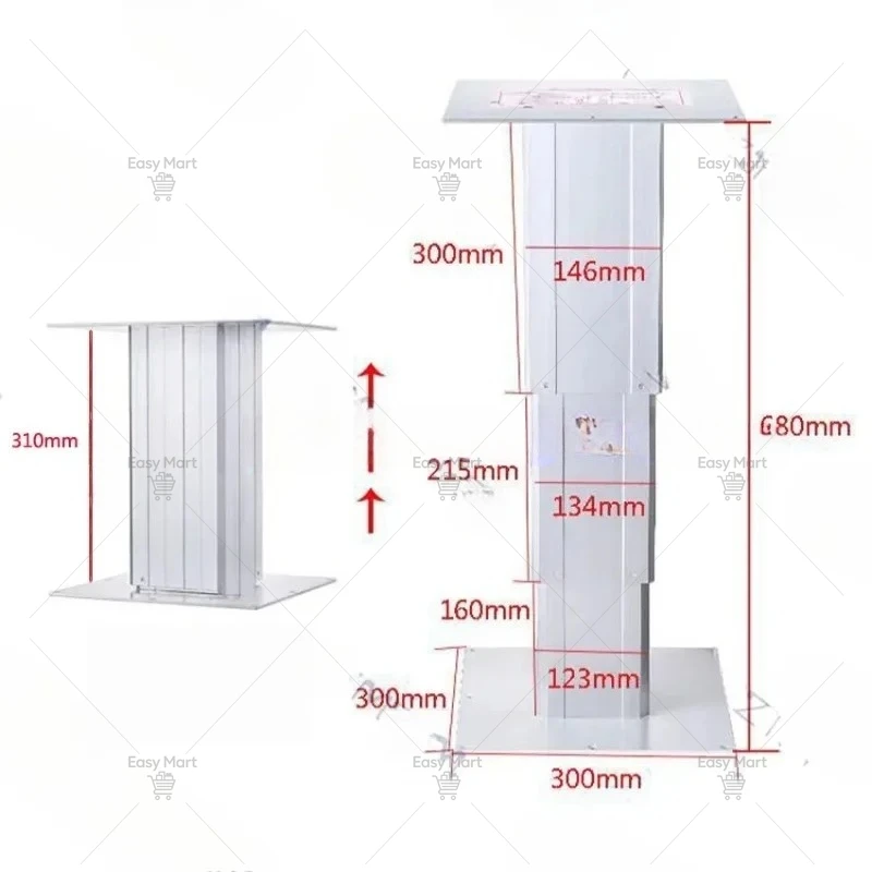 80kg Lift Platform 310-680mm Automatic Adjustment Height 110-220VAC Aluminum For Tatami Electric Lifting Table Max