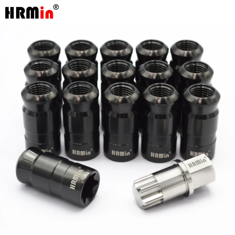 HRMin 20pcs1key wheel nuts M14*1.5*45mm Never rust ball seat Gr.5 titanium lug nuts for VW,AUDI Mercedes-Benz racing car