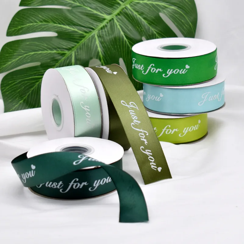 22 미터/롤 2.5cm 인쇄 "당신을위한" 선물 상자 포장 리본 발렌타인 데이 꽃다발 장식 의류 액세서리