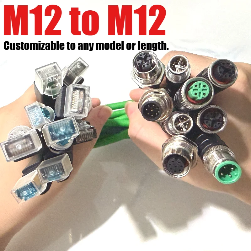 M12 to M12/RJ45 Cable PROFINET Industrial Ethernet D Code A Code X Code 4Pin 8Pin Camera Waterproof High Flex Shielded IP67 Bus