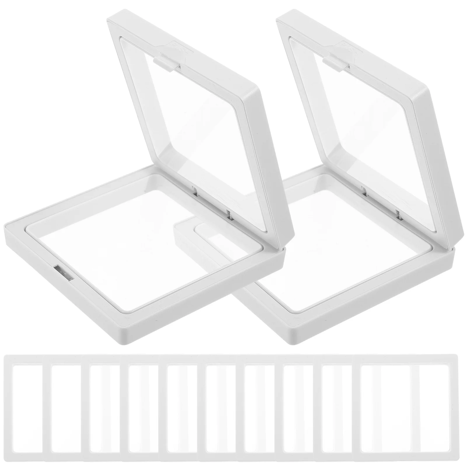 

12Sets Transparent Frame Holders 3D Coin Jewelry Display Cases Desktop Stands for Medallions Specimens