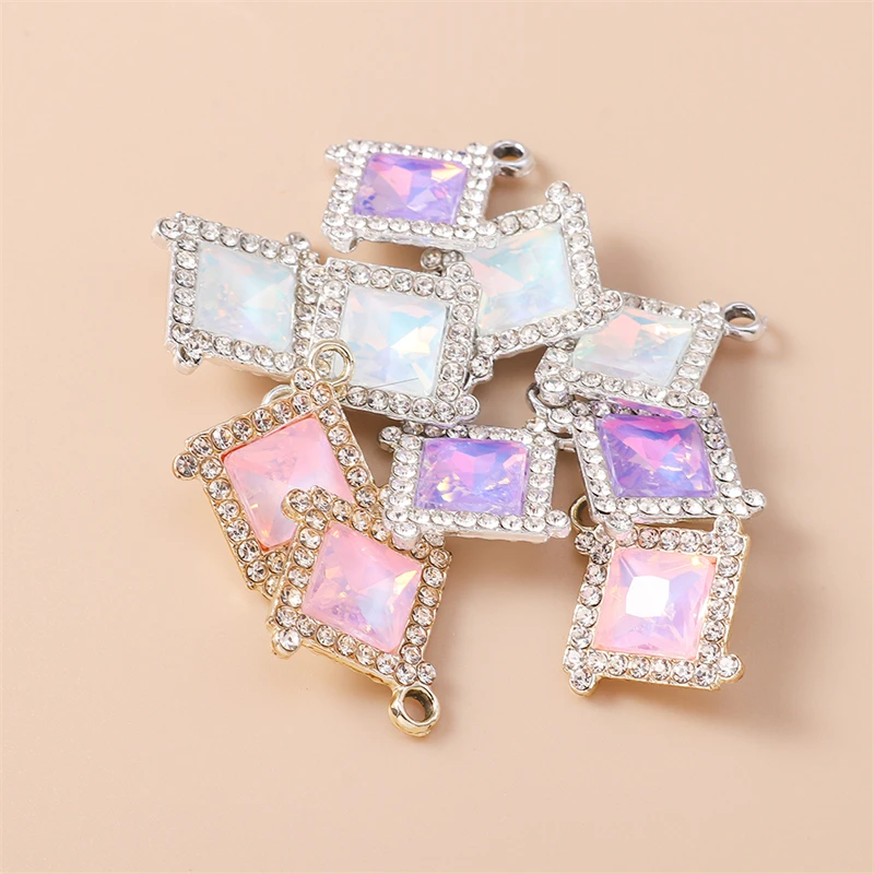 

20pcs 18x21mm Delicate Crystal Square Shape Charms Pendants for Jewelry Making DIY Earrings Necklaces Handmade Crafts Supplies