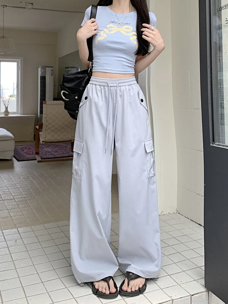 American High Waisted Straight Suit Pants Women's Summer New Casual Pants Design Leg Pants Versatile Wide Leg Pants