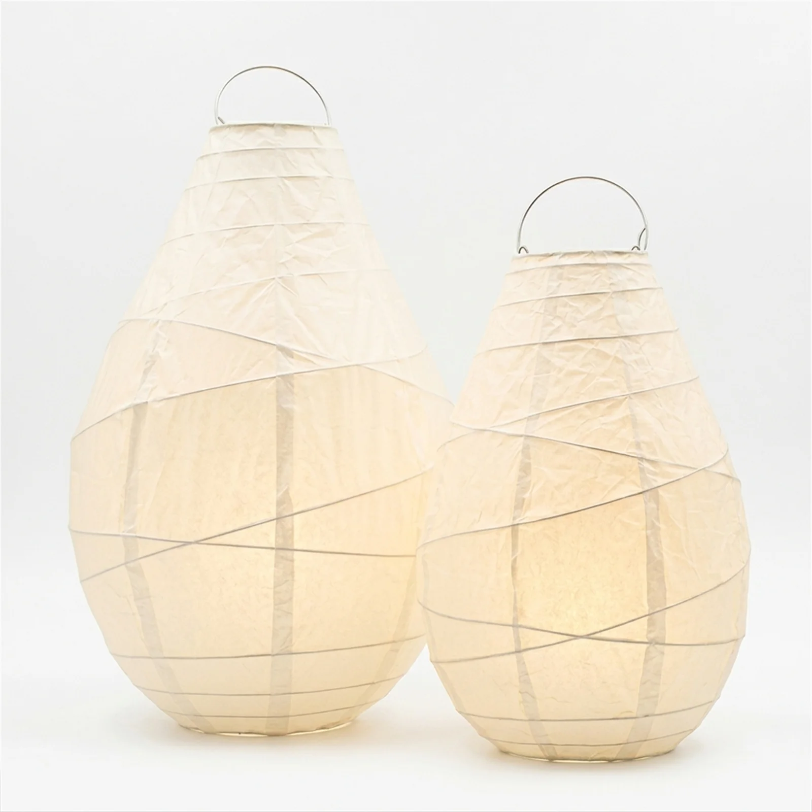 

2PCS White Paper Lampshade Nordic Drop Shape Light Shade Handle Table Lamp Cover Home Decor Living Room Bedroom Pendant Light