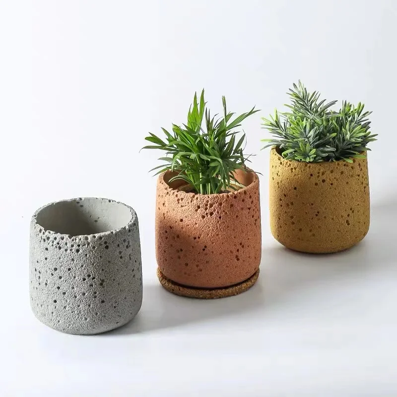 Cement Space Texture Scented Candle Cup Silicone Mold for DIY Diffuser Stone Flameless Fragrance Containers Indoor Succulent Pot