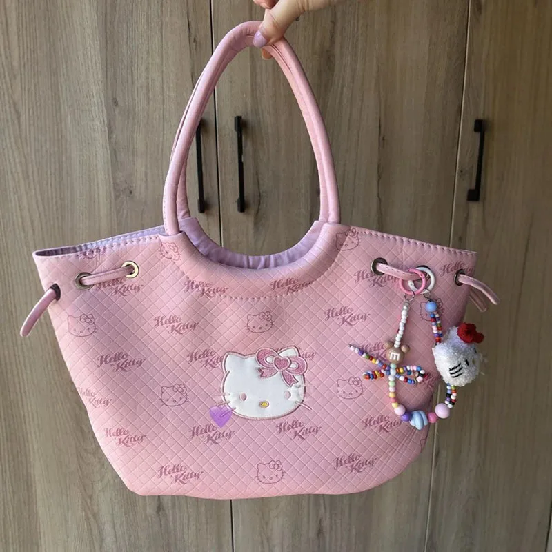 Sanurgente-Sac fourre-tout rose Hello Kitty pour femme, sac à main en cuir PU souple, sac de voyage de grande capacité, cadeaux mignons, Kawaii One Initiated