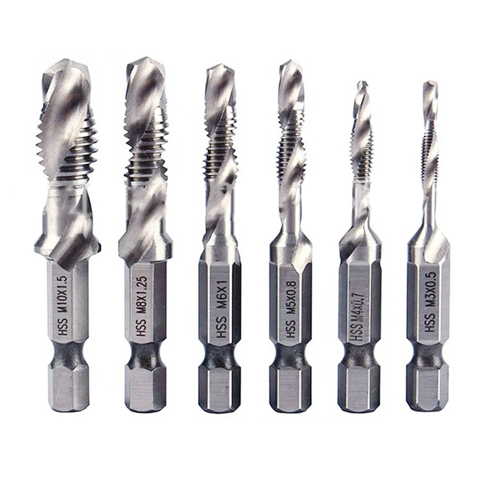 1pc Hex Shank Adapter With 12pcs Tap Drills SAE/Metric Tapping Hex Shank Drill Bits Power Tools Replacement Accessories