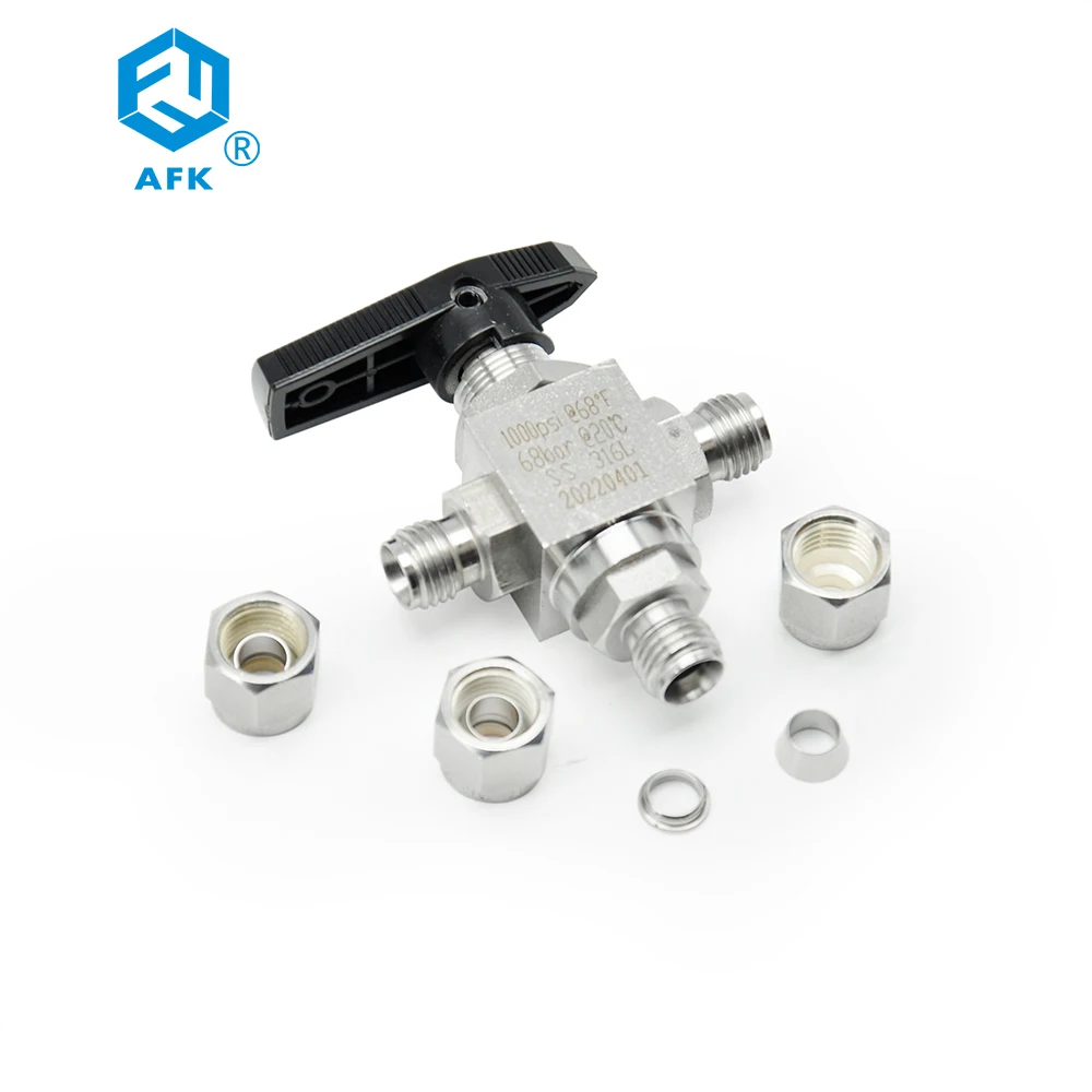 SS316L 3 Way Instrument Ball Valve 1/8