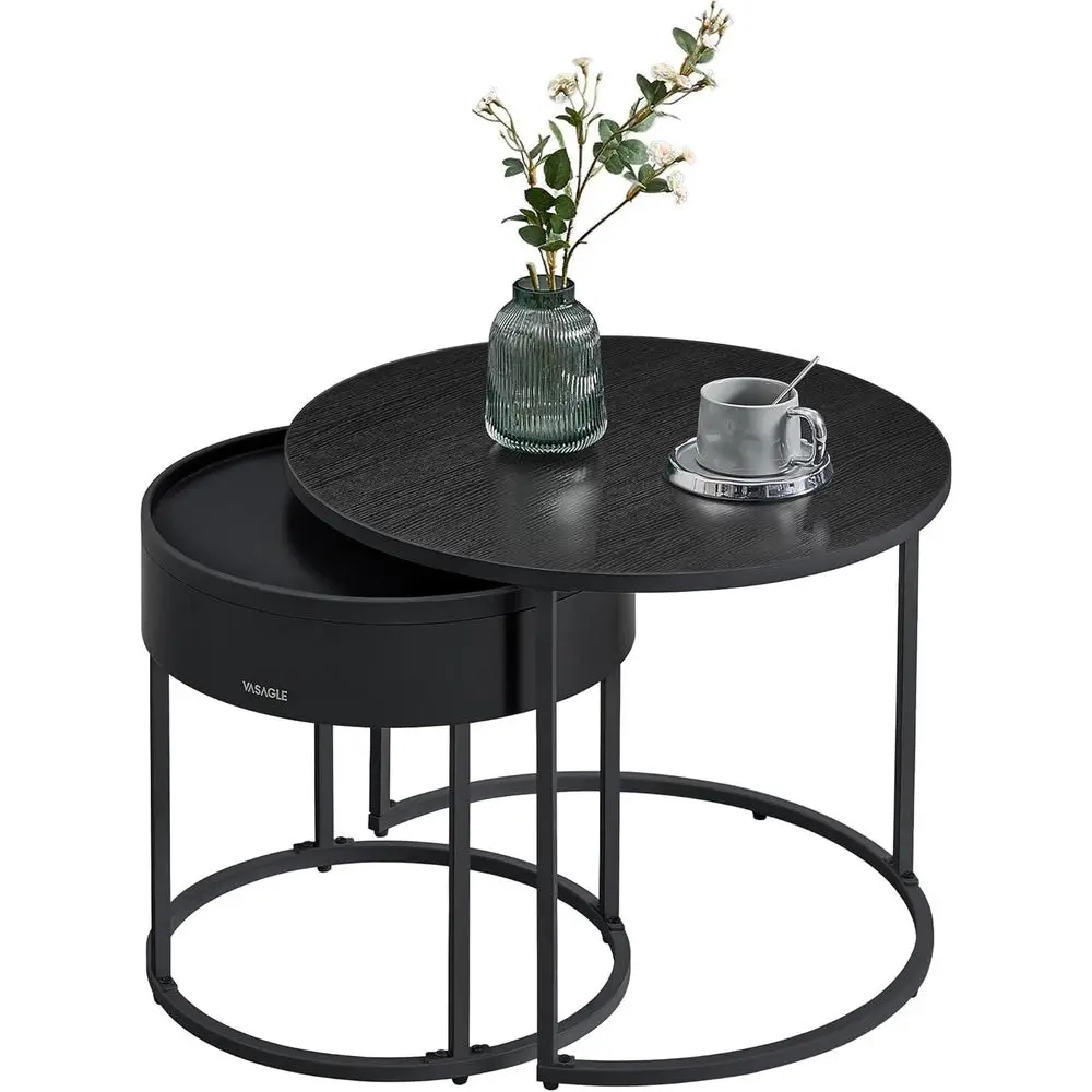 

Комплект из 2-х вставных столиков с местом для хранения и подносом, для гостиной и спальни, отделка цвета черный эбен.