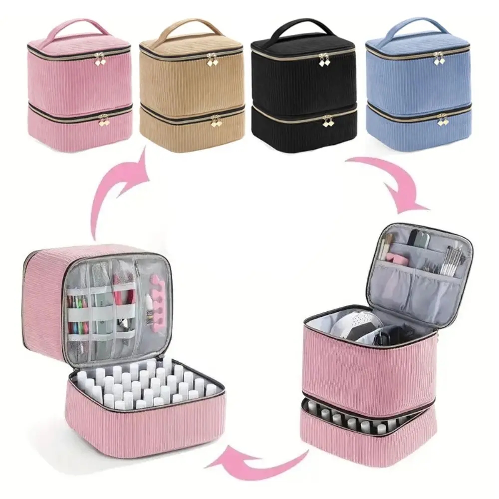 

Двухслойная сумка-органайзер для лака для ногтей, большая вместимость, 30 сеток, сумка для хранения эфирного масла, ручная косметичка, инструмент для ухода за ногтями