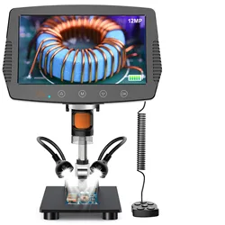9 '' LCD Digital Microscope, 1500X Magnification Coin Microscope with 16MP Micro Soldering Microscope for Adults，PC View
