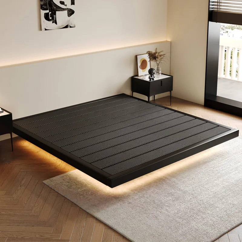 Solid wood suspended bed without headboard, modern and simple beech wood frame bed frame, home bedroom tatami bed, edge bed