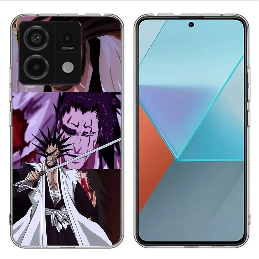 BLEACH Zaraki Kenpachi Clear Phone Case For Xiaomi Redmi Note 11 11S 11T 11E 10 10S 9 9S 9T 8 8T Pro 7 K70 K60 K20 TPU Pattern S