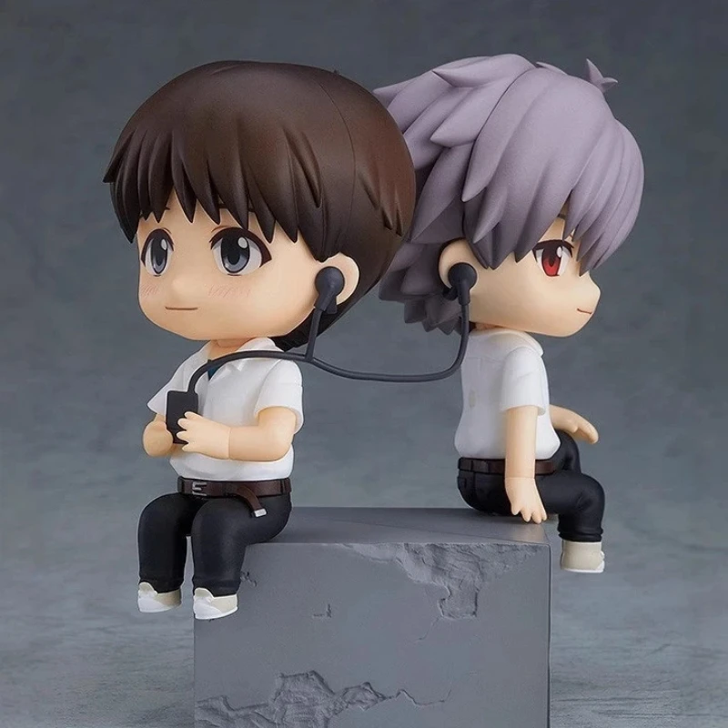 10cm Anime EVA Ikari Shinji Q version Joint mobility Action Figure PVC Model Toys doll Desk Decor Collectible Gifts