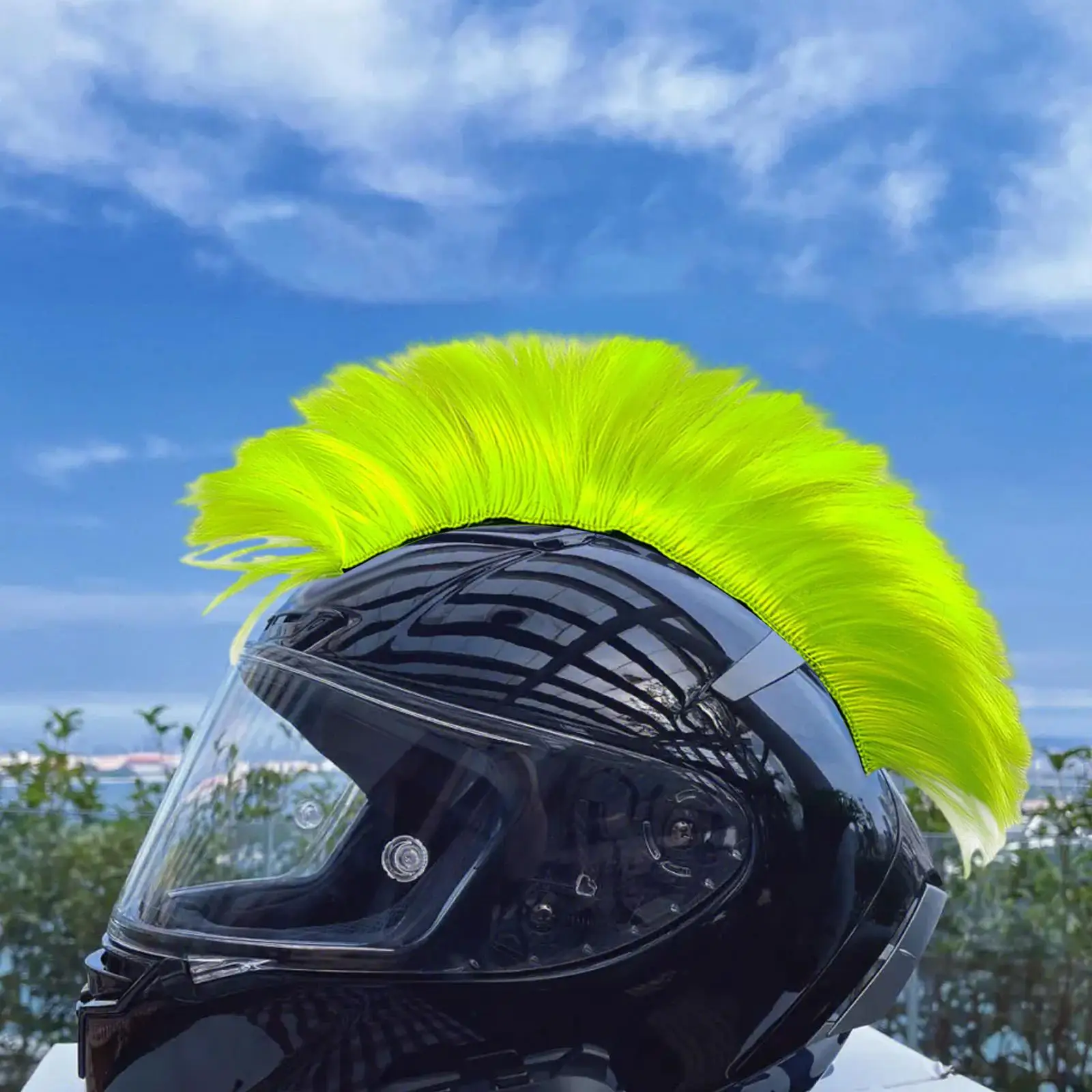 Motorcycle Helmet Hairpiece PET Fiber Headband Punk Wig Bike Helmet Decoration for Festival Event