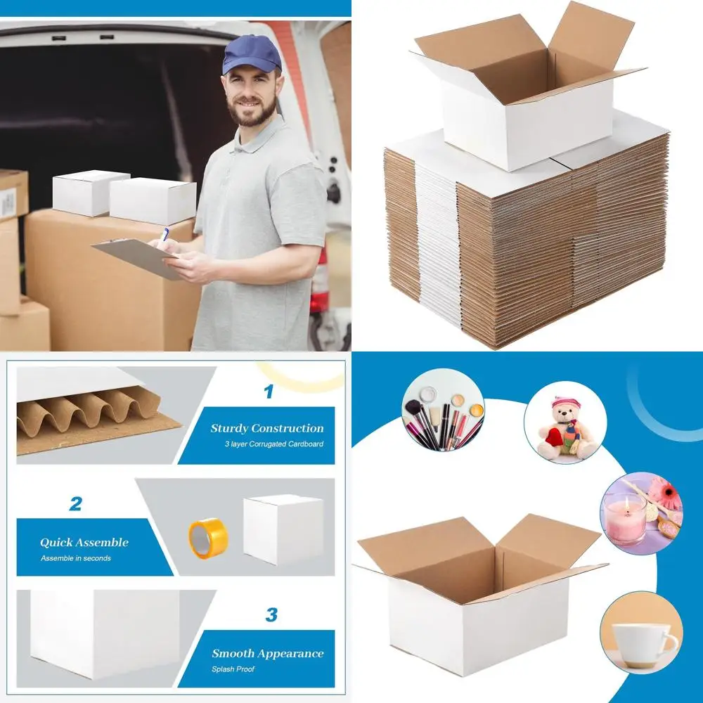 

Набор из 200 прочных гофрированных картонных коробок 8x6x4 для отправки почтой, хранения и упаковки товаров для малого бизнеса ко Дню святого Валентина
