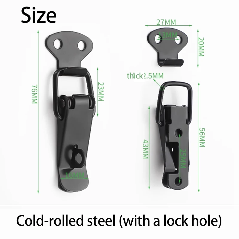 ブラックメタルバックル、荷物用バックル、ツールボックスロックバックル、スナップロック、スプリング式ダックビルクリップ、小型ロックバックル