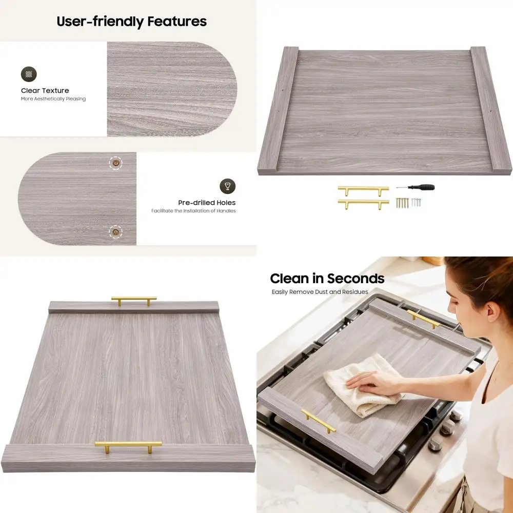 

Белая крышка для плиты 30 x 21.6 с ручкой для газовых, электрических плит и кухонных моек