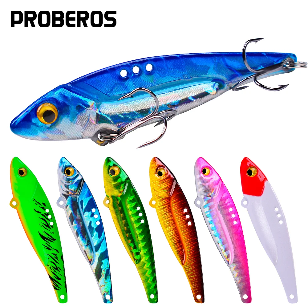 

PROBEROS 1pcs Vibration Spoon Bass Baits Metal VIB Fishing Lure Crankbait Bass Wobbler Hard Baits Cicada Lure ViB Tackle