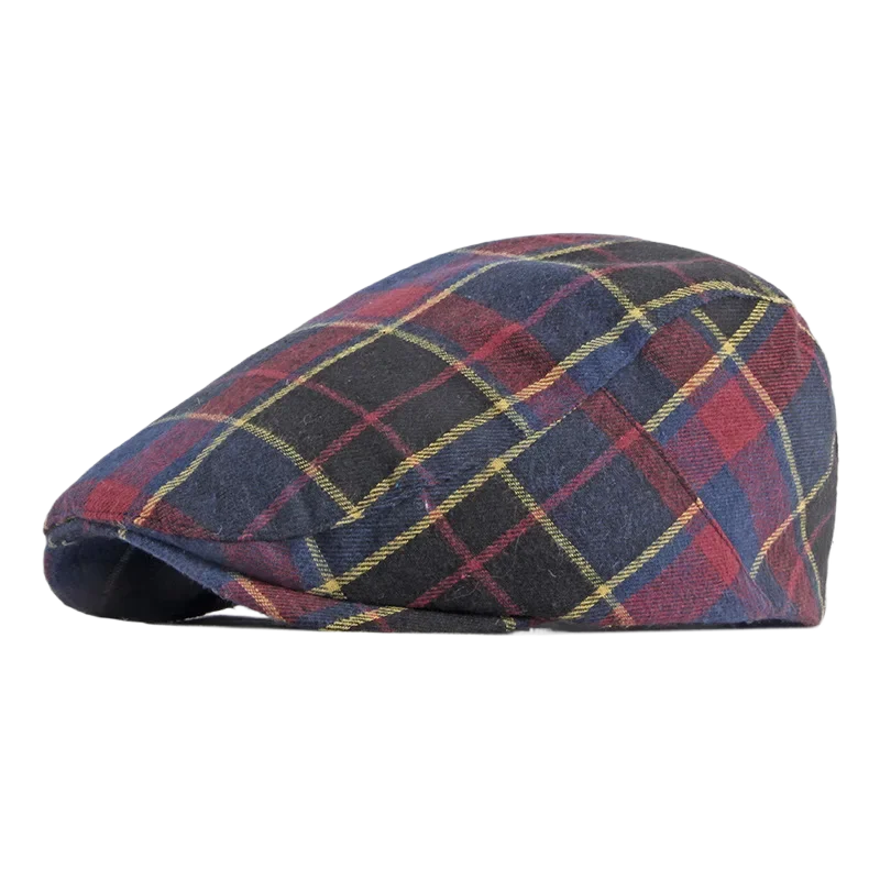 Men Women Beret Cotton Flat Cap Ivy Gatsby Newsboy Hat Summer Driving Scally Cap Kpop Vintage Style Plaid Pattern