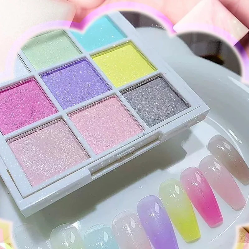 

Nail Enhancement Gradient Powder 9 Colors Nail Solid Highlight Magic Gradient Powder DIY Manicure Nail Glitter Powder