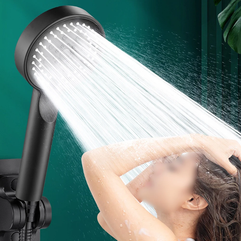 Hand Hold Shower Head Set, alta pressão, 5 modos, ajuste para o banheiro, preto, atualizado
