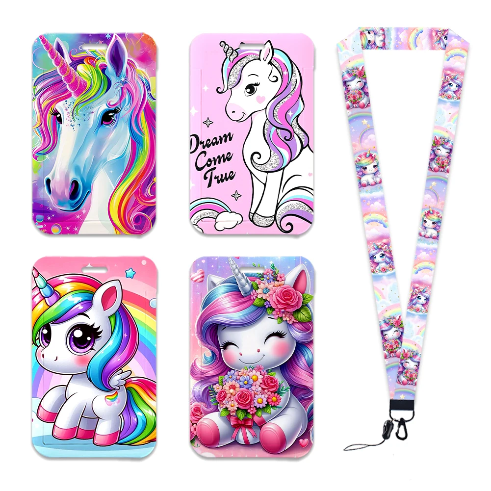 

Unicorn Cartoon Anime Card Holder Neck Strap for Key ID Card Cellphone Straps Badge Holder Keyring Accessories