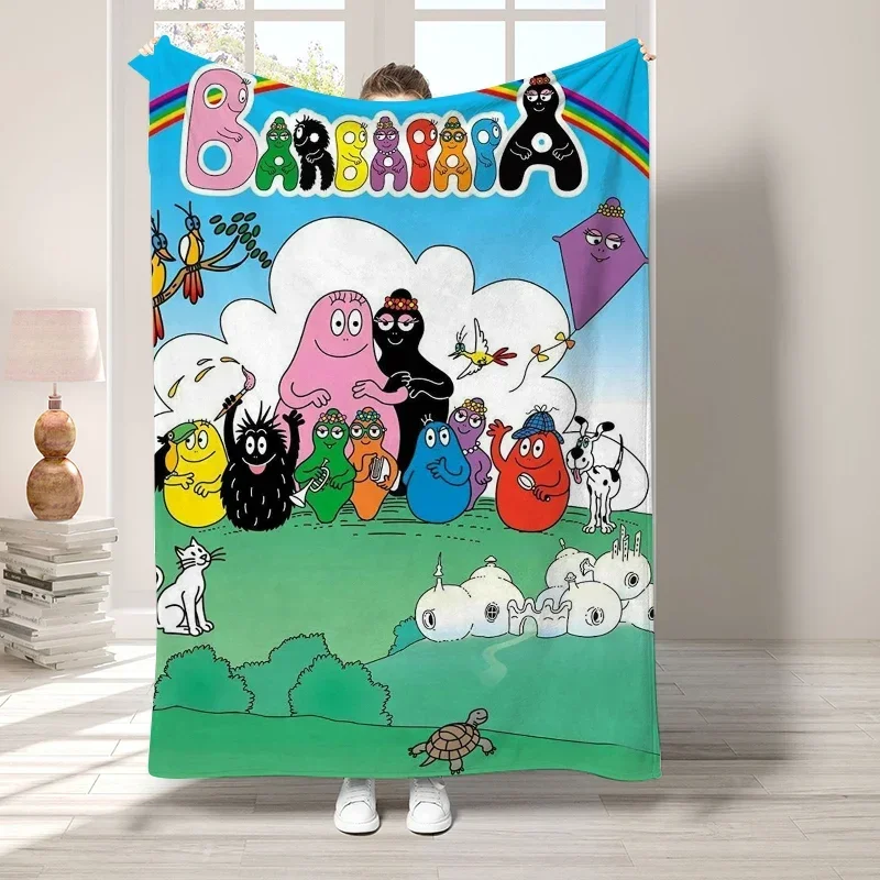 L-Les barbapa بطانية مزخرفة لغرفة المعيشة ، ديكور غرفة النوم ، غطاء سرير على السرير ، بطانيات ناعمة منفوشة ، ديكور منزلي بوهو #2