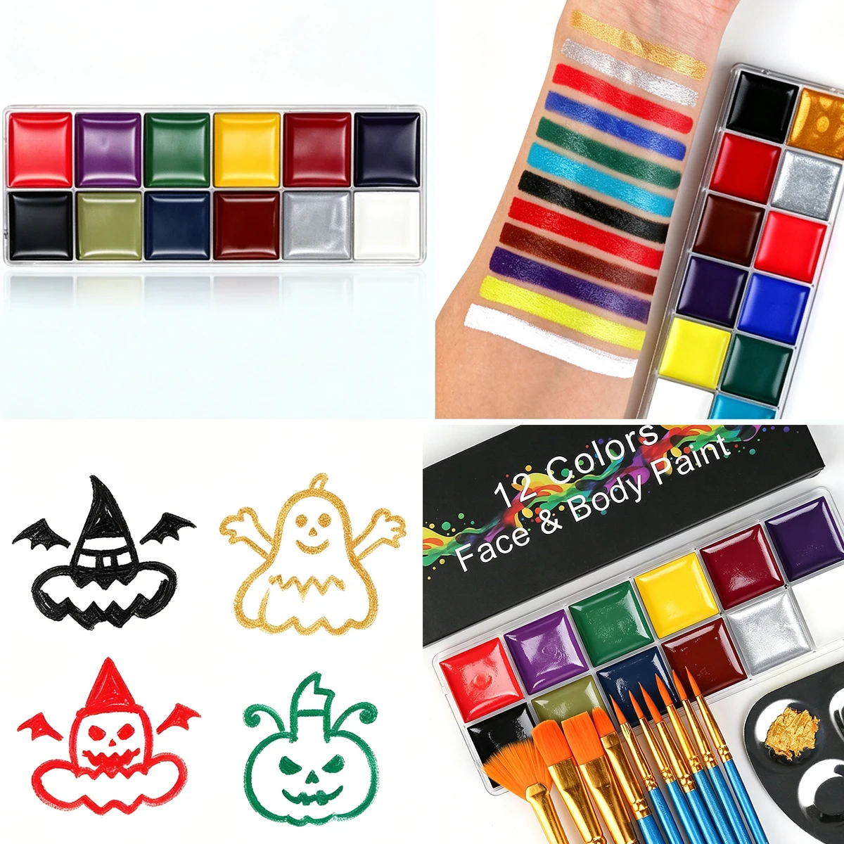 12 Color Face Paint Body Paint Oil Painting Facial Paint Professional Pigment Palette In Party Makeup