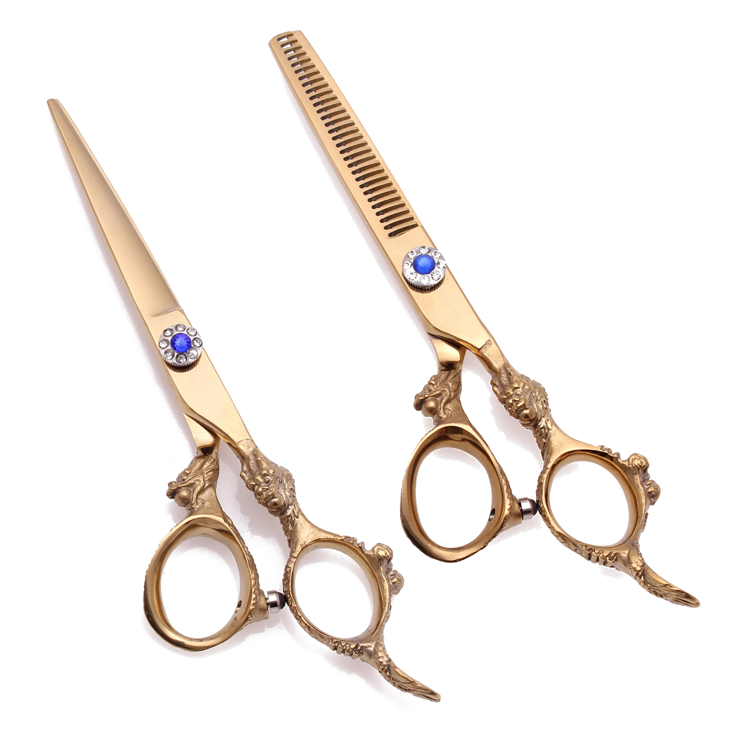 

Professional Barber Shears Japan Stainless 5.5 inch Gold Haircut Shears Haircut Scissors For Beauty Hair Thinning Scissors C9004