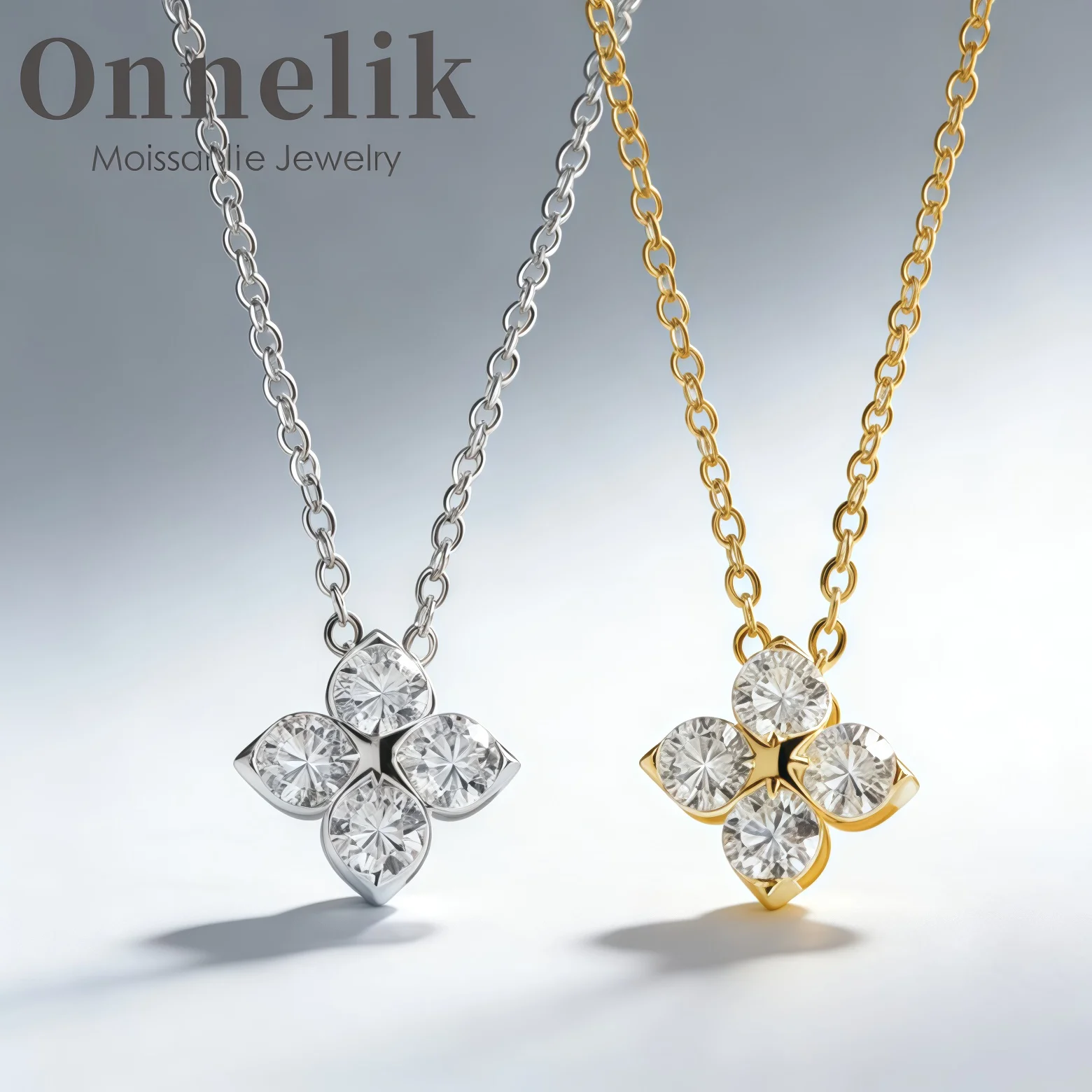 

Ожерелье из муассанита 3 мм, кулон в виде клевера, 100% стерлинговое серебро 925 пробы, цепочка на ключицу, регулируемая для женщин, сверкающие ювелирные изделия, подарок