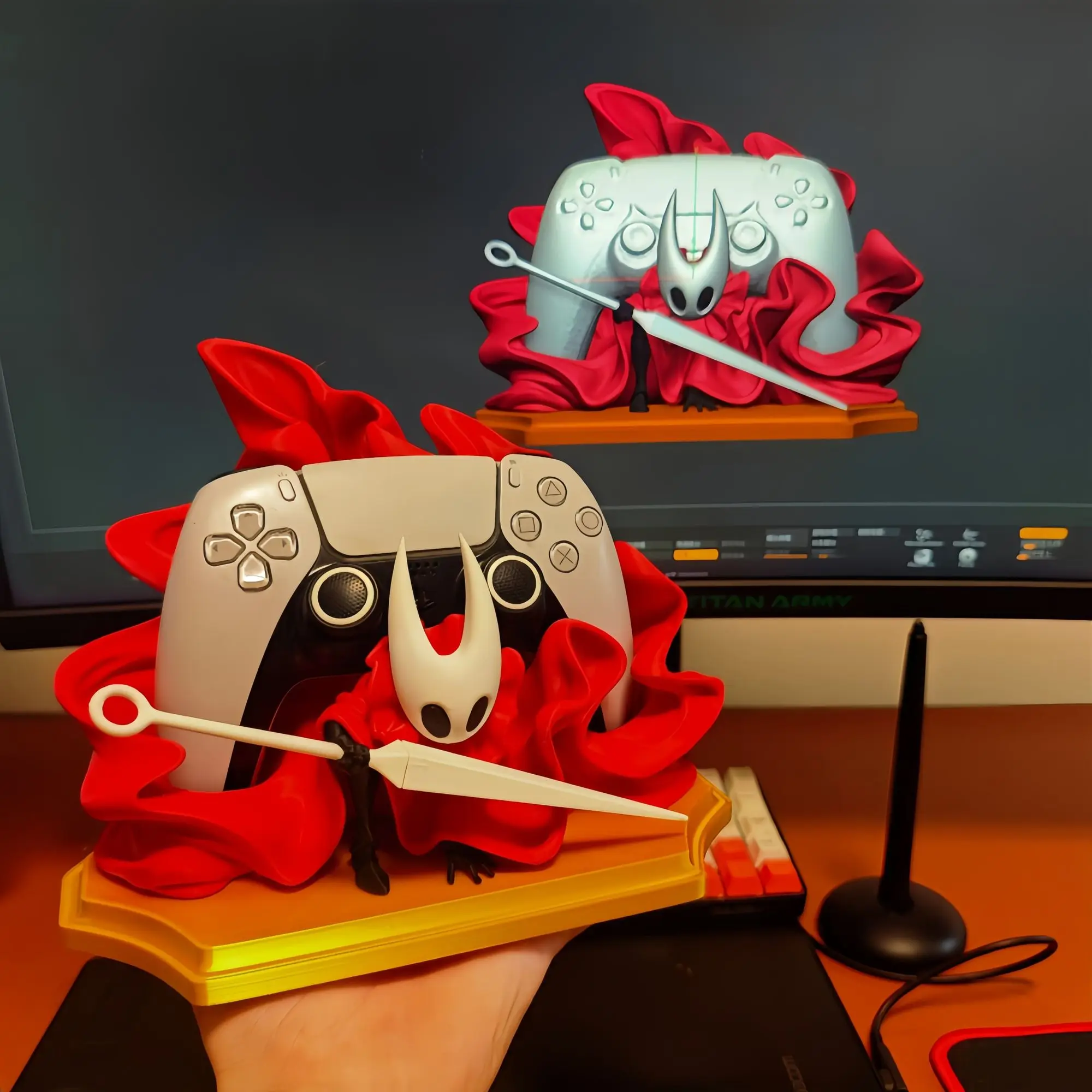 Hollowed Knights Silksonged Hornet Controller Stand 3D Printed Gamepad, Holder Desk Display Base Figurine, Gamer Room Decor Gift