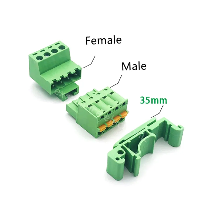 5.08mm Rail Mounted Plug-in Terminal Block Connector 2PIN 3PIN 4PIN 5PIN 6PIN 7PIN 8PIN Screw Free Guide Rail Docking KD Plug