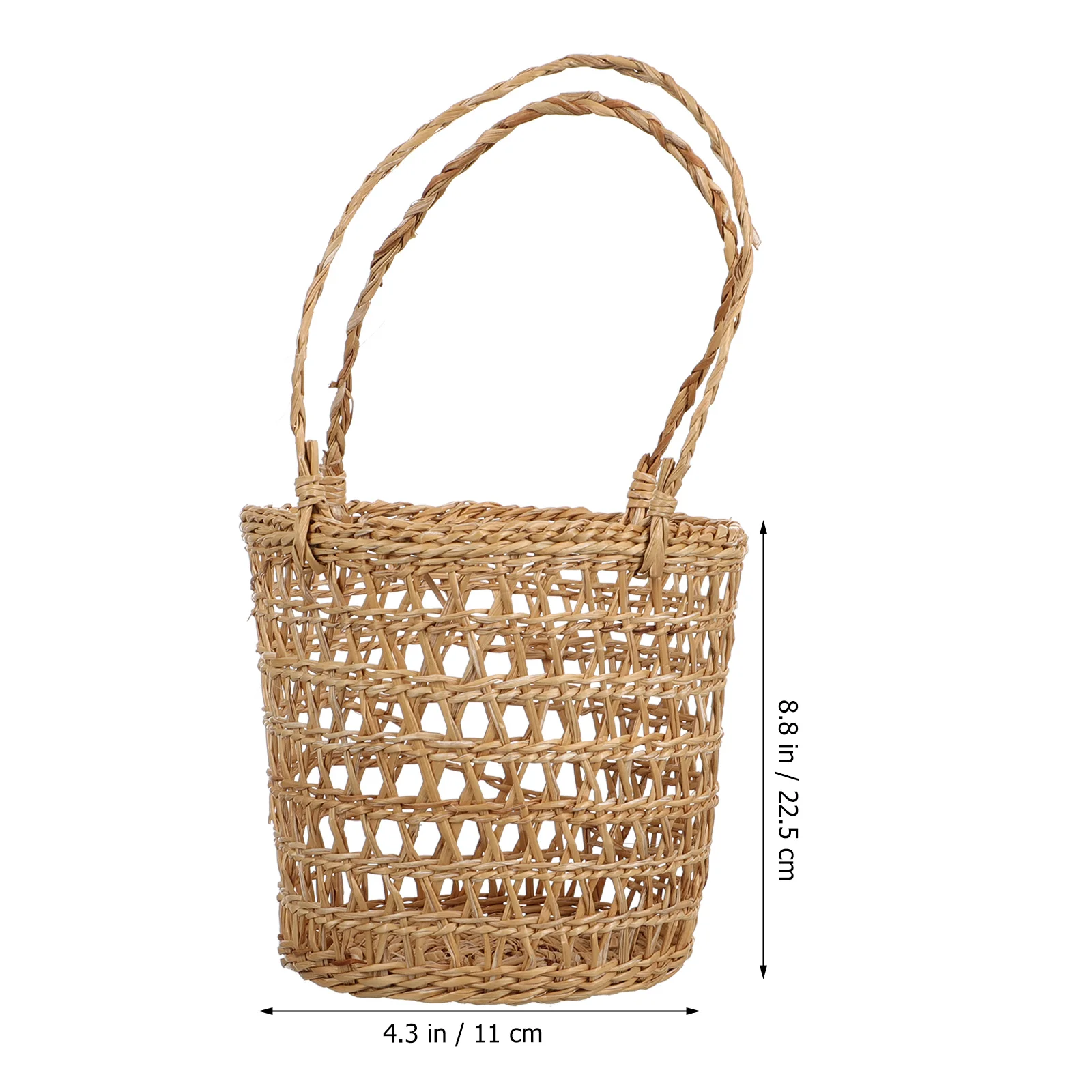 

Hand-held Basket Desk Storage Hand-woven Baskets Flower Ornament Bamboo Weave Decorative
