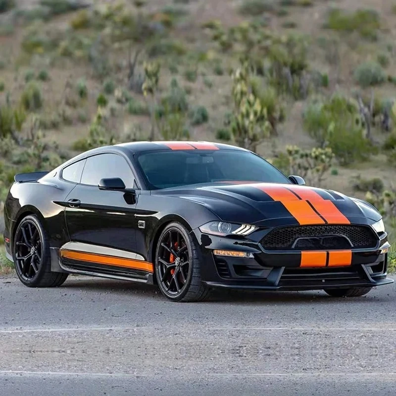 PP Auto Parts for Ford Mustang 2018-2021 Upgrade Shelby Style Body Kit Front Bumper Side Skirts Spoile Hood